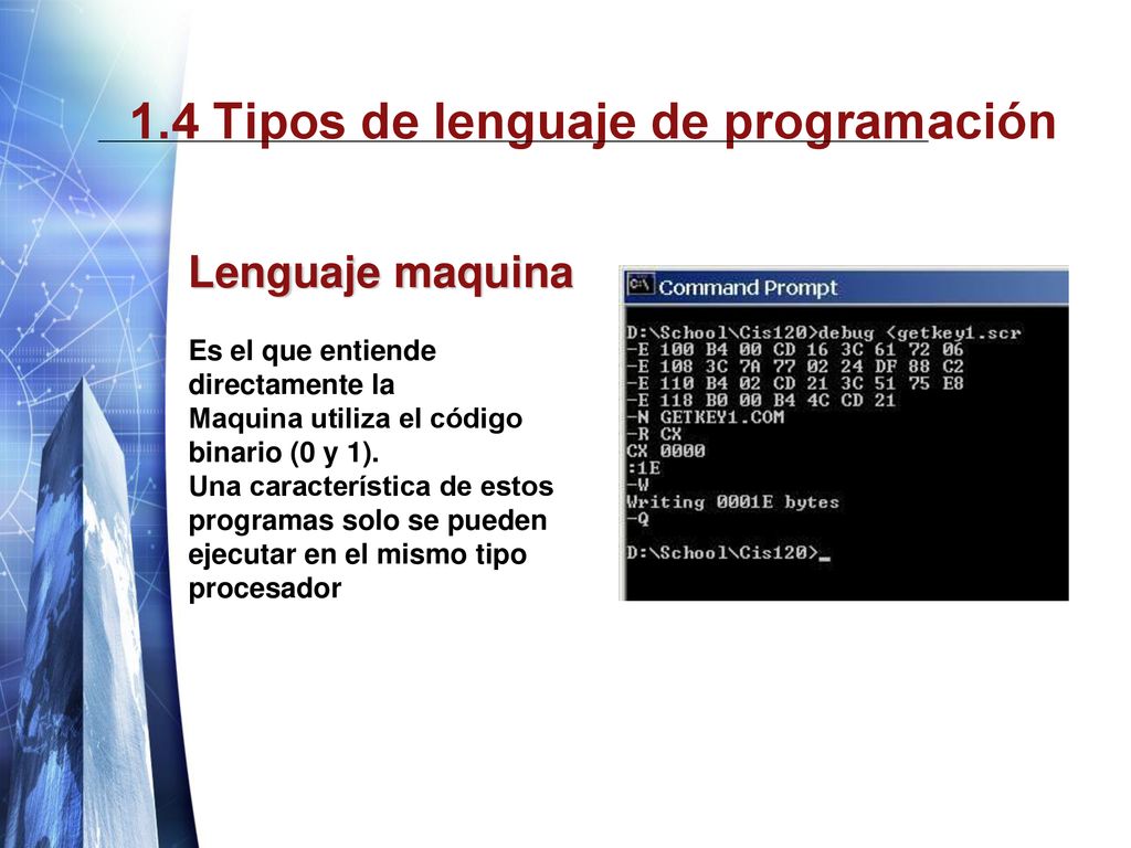 1.4 Tipos de lenguaje de programación