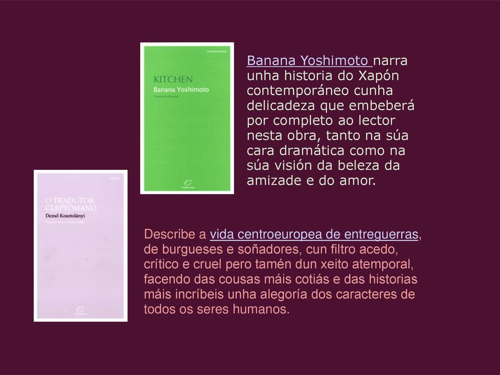 Banana Yoshimoto narra unha historia do Xapón contemporáneo cunha delicadeza que embeberá por completo ao lector nesta obra, tanto na súa cara dramática como na súa visión da beleza da amizade e do amor.