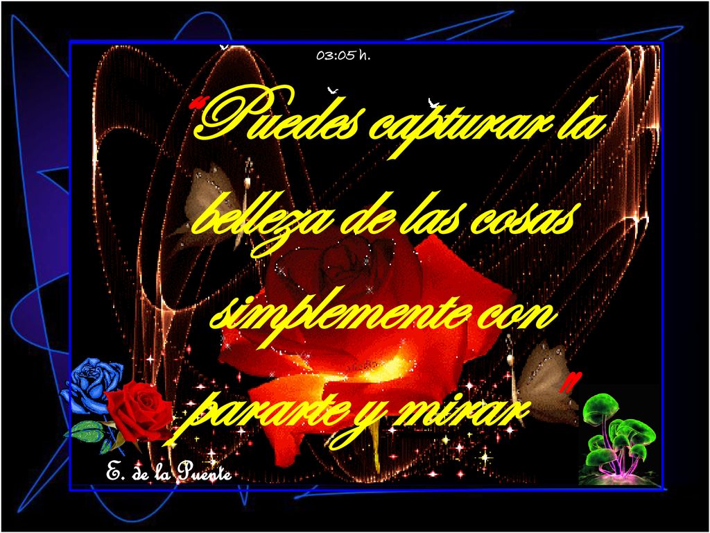 03:05 h. Puedes capturar la belleza de las cosas simplemente con pararte y mirar E. de la Puente