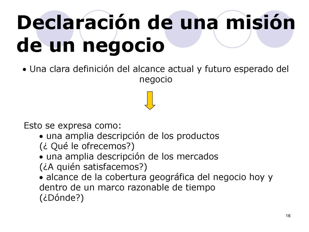 Una clara definición del alcance actual y futuro esperado del negocio