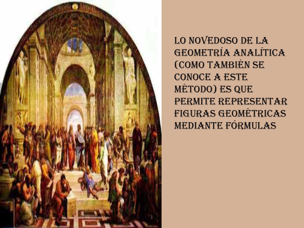 Lo novedoso de la Geometría Analítica (como también se conoce a este método) es que permite representar figuras geométricas mediante fórmulas