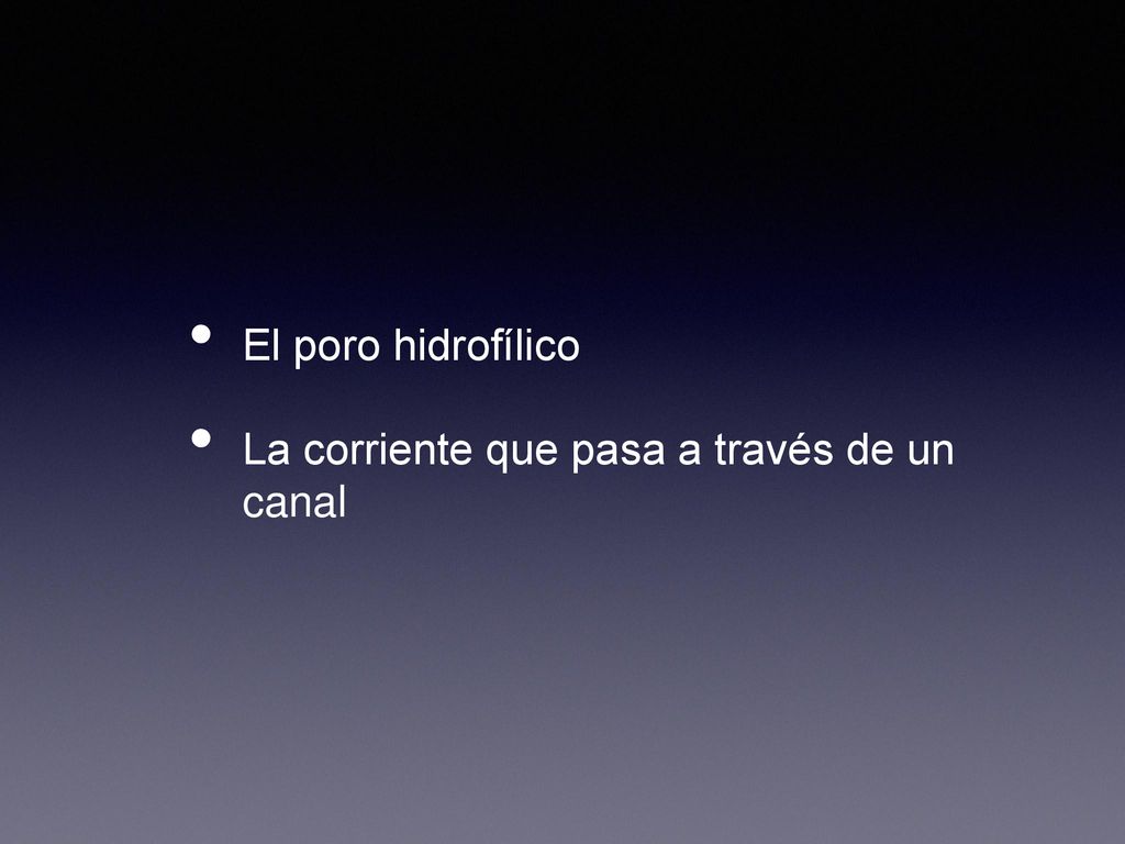 El poro hidrofílico La corriente que pasa a través de un canal