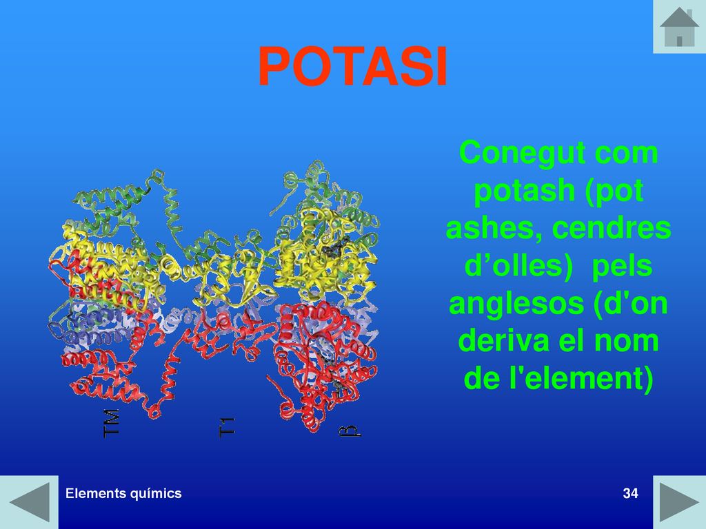 POTASI Conegut com potash (pot ashes, cendres d’olles) pels anglesos (d on deriva el nom de l element)
