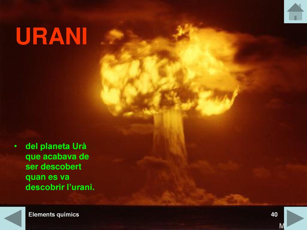 URANI del planeta Urà que acabava de ser descobert quan es va descobrir l’urani. Elements químics