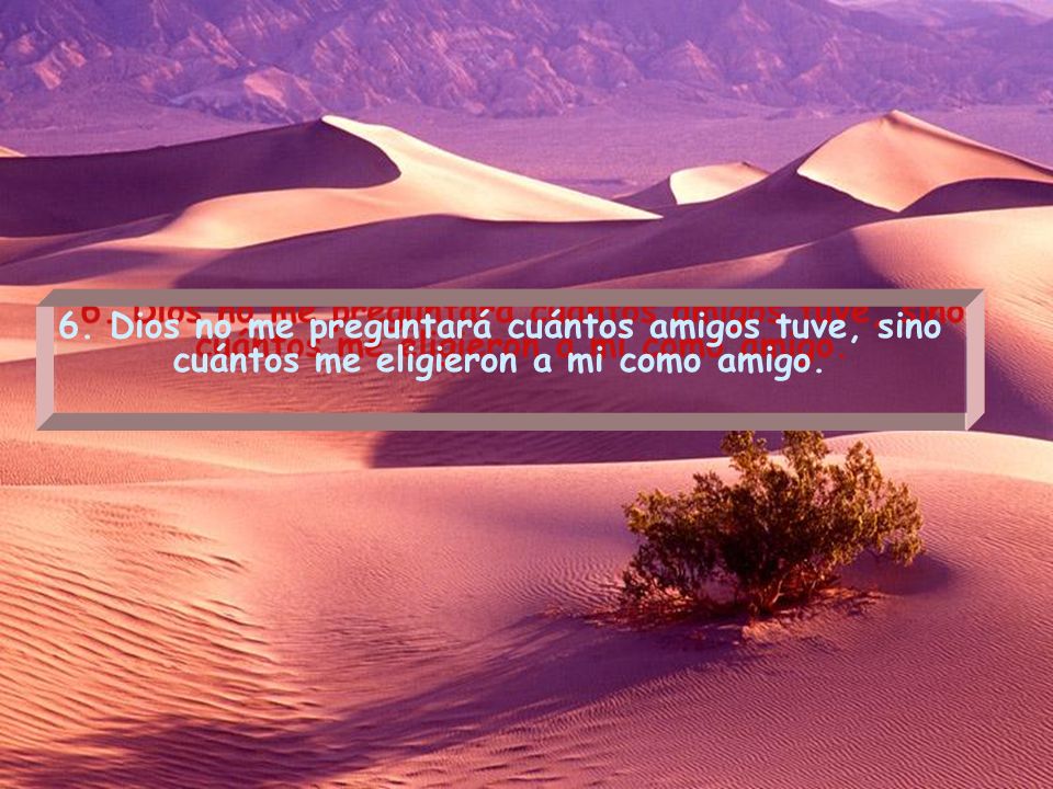 6. Dios no me preguntará cuántos amigos tuve, sino cuántos me eligieron a mi como amigo.