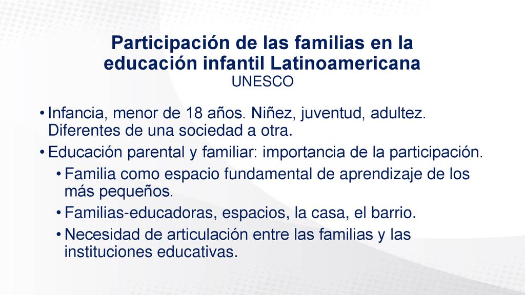 Participación de las familias en la educación infantil Latinoamericana UNESCO