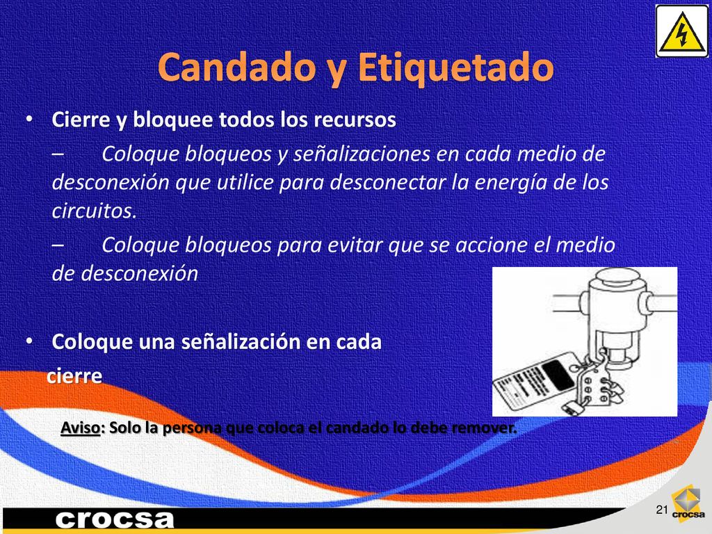 Candado y Etiquetado Cierre y bloquee todos los recursos