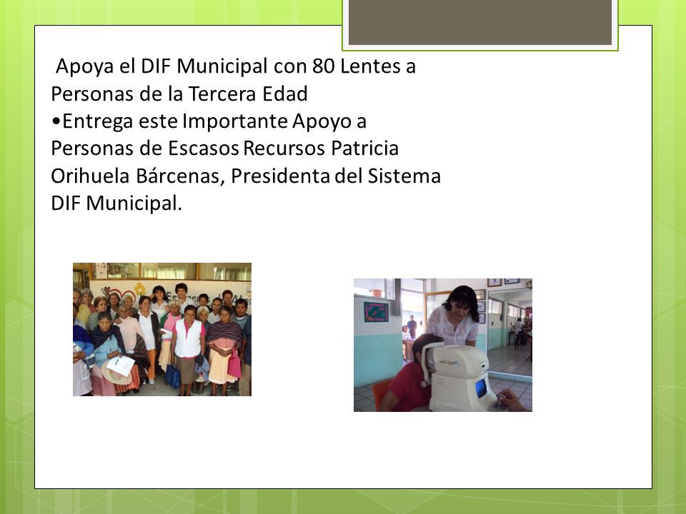 Apoya el DIF Municipal con 80 Lentes a Personas de la Tercera Edad