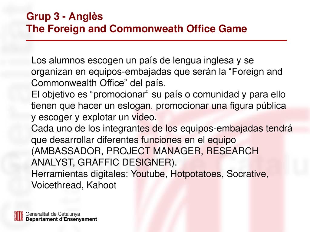 Grup 3 - Anglès The Foreign and Commonweath Office Game