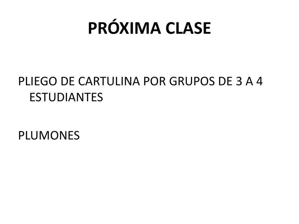 PRÓXIMA CLASE PLIEGO DE CARTULINA POR GRUPOS DE 3 A 4 ESTUDIANTES PLUMONES