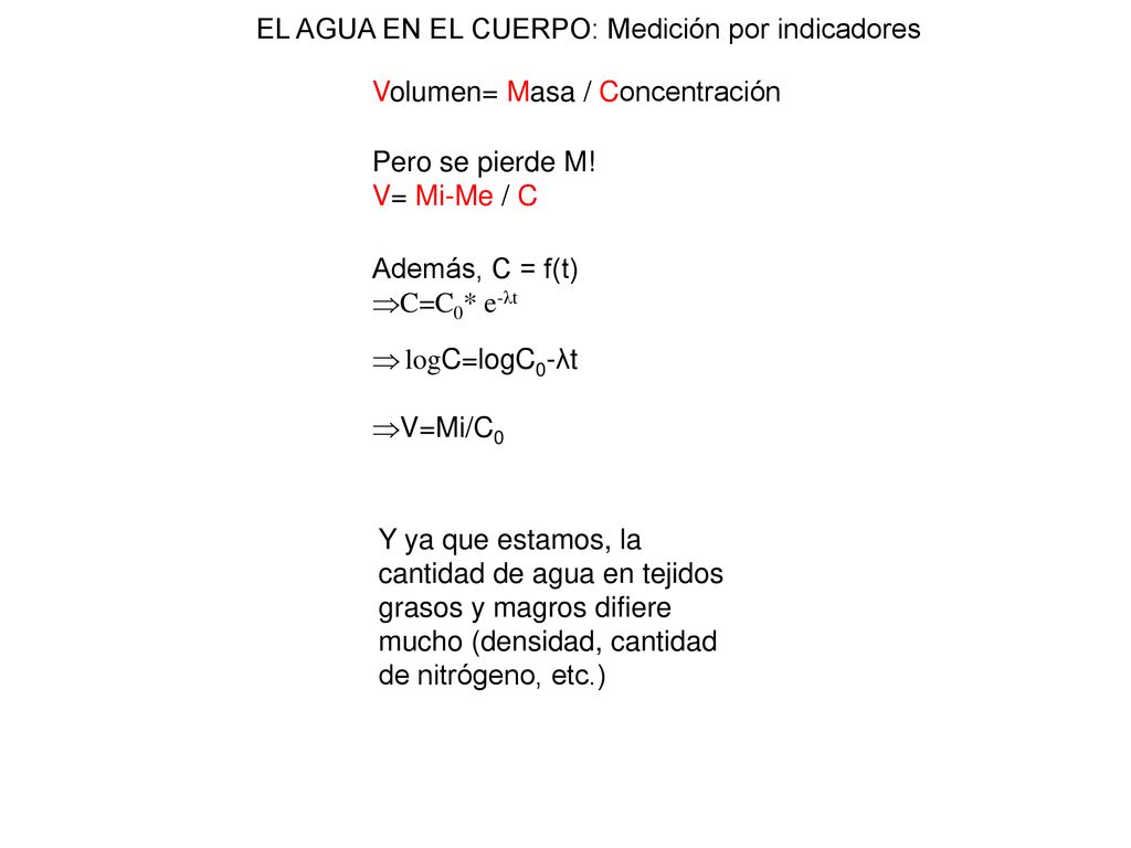 EL AGUA EN EL CUERPO: Medición por indicadores