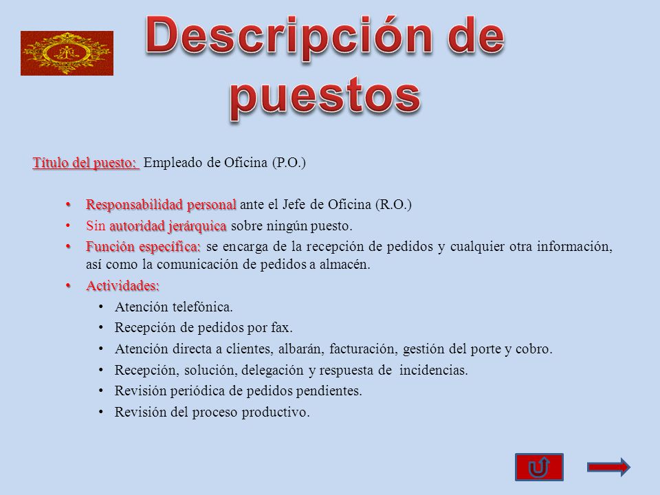 Descripción de puestos