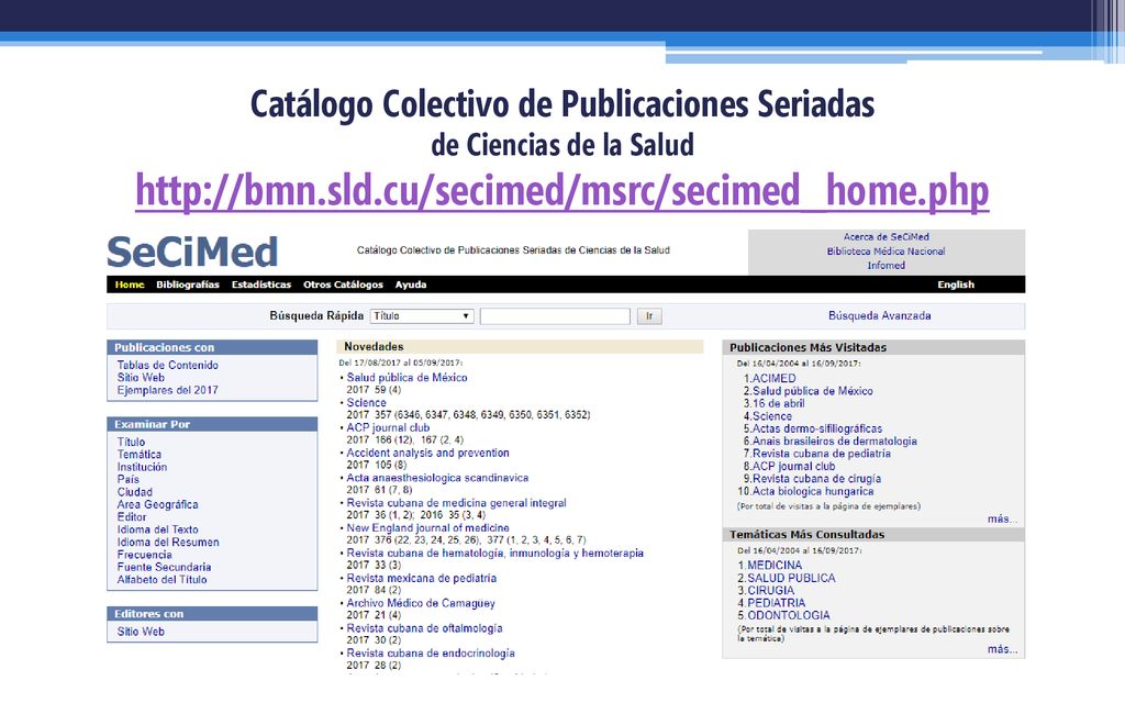 Catálogo Colectivo de Publicaciones Seriadas de Ciencias de la Salud