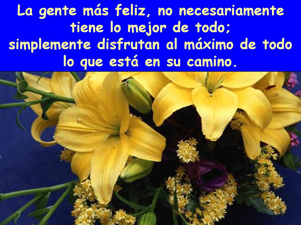 La gente más feliz, no necesariamente tiene lo mejor de todo;