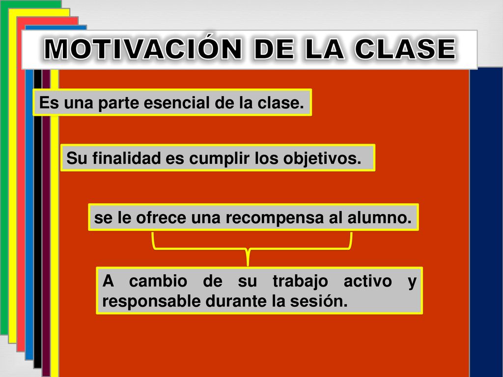 MOTIVACIÓN DE LA CLASE Es una parte esencial de la clase.