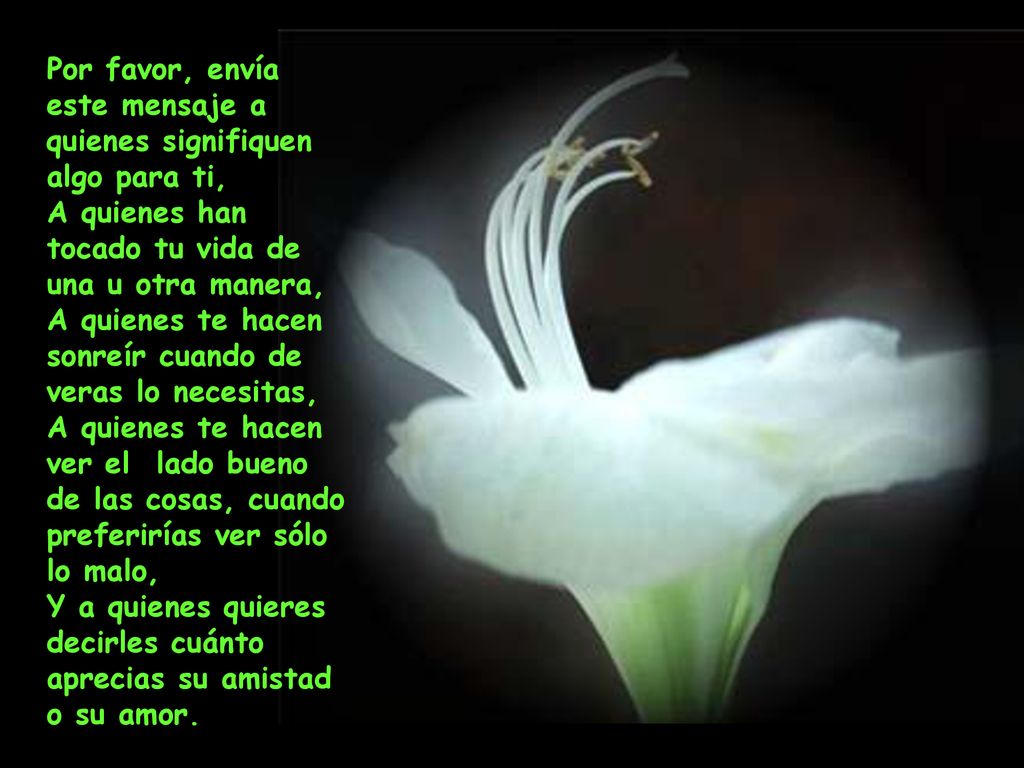 Por favor, envía este mensaje a quienes signifiquen algo para ti,