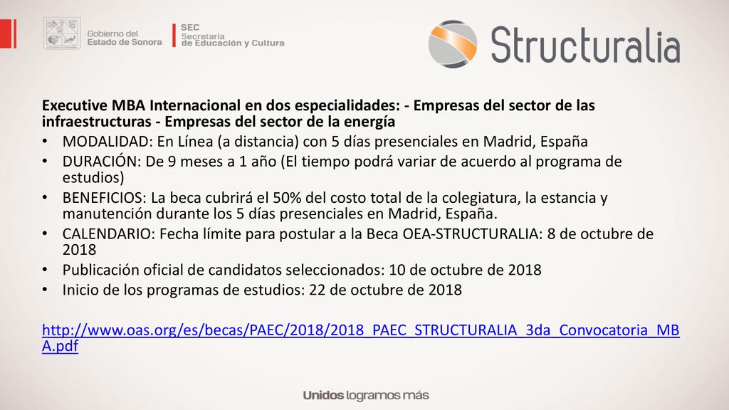 Executive MBA Internacional en dos especialidades: - Empresas del sector de las infraestructuras - Empresas del sector de la energía
