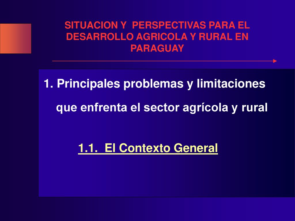 SITUACION Y PERSPECTIVAS PARA EL DESARROLLO AGRICOLA Y RURAL EN