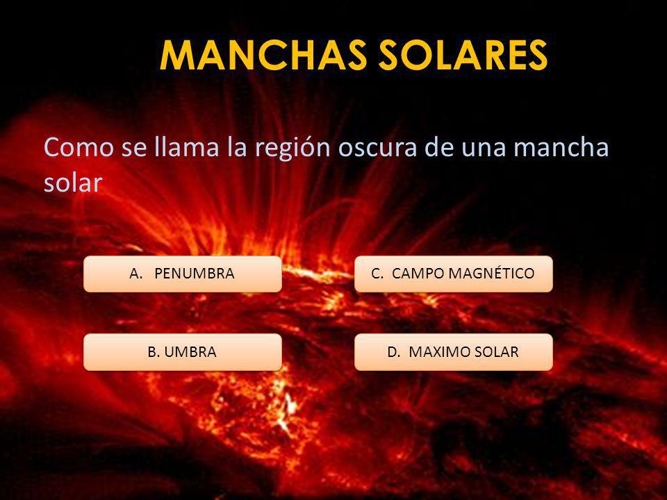 MANCHAS SOLARES Como se llama la región oscura de una mancha solar