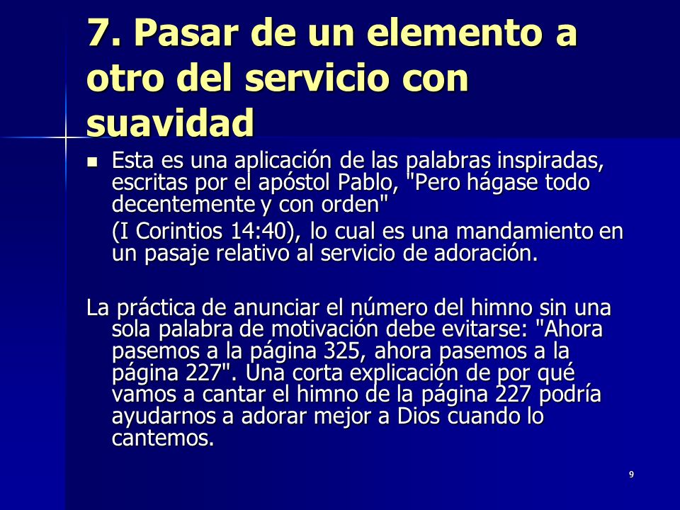 7. Pasar de un elemento a otro del servicio con suavidad