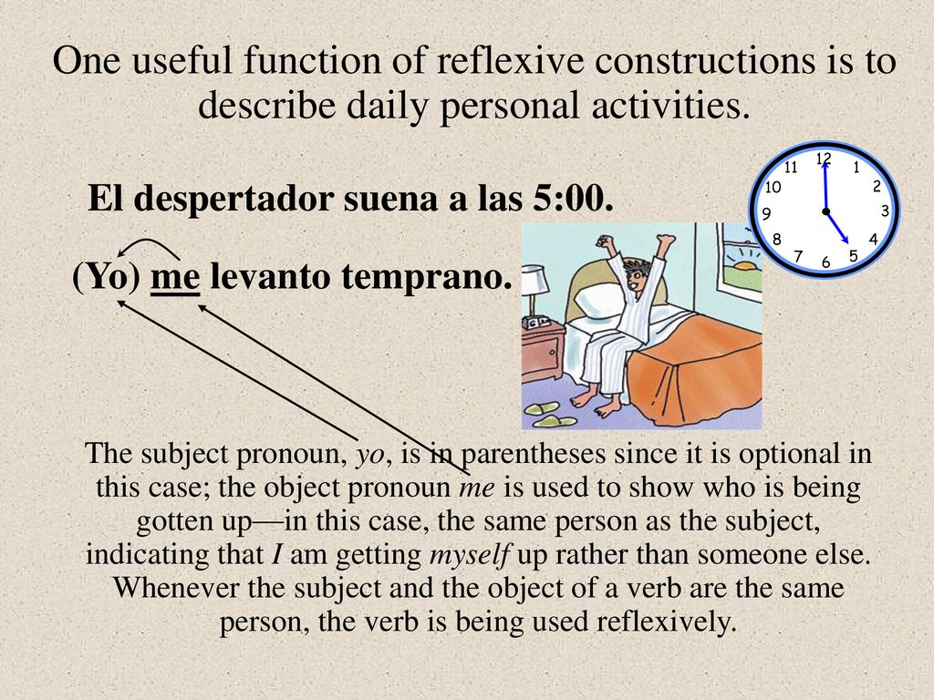 One useful function of reflexive constructions is to describe daily personal activities.