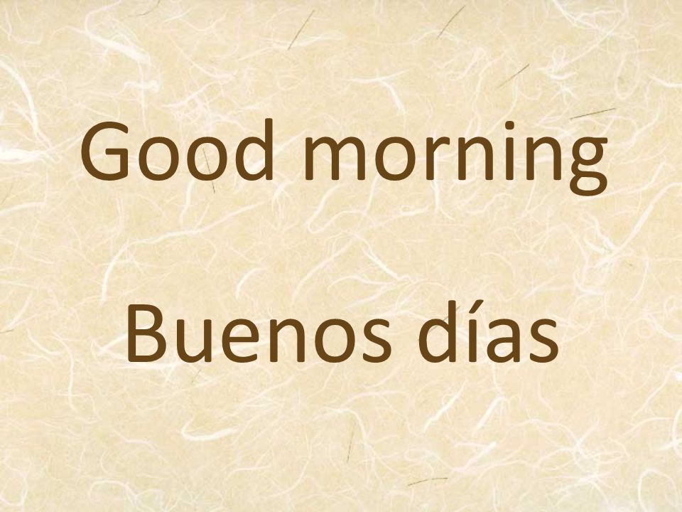 Good morning Buenos días