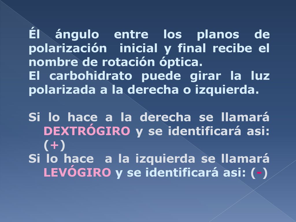 Él ángulo entre los planos de polarización inicial y final recibe el nombre de rotación óptica.