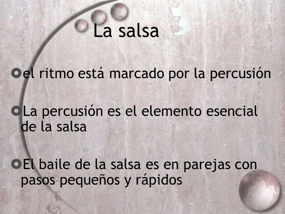 La salsa el ritmo está marcado por la percusión