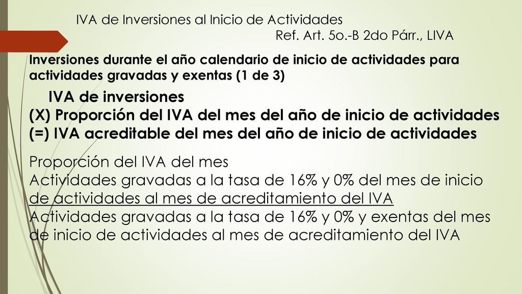 (X) Proporción del IVA del mes del año de inicio de actividades