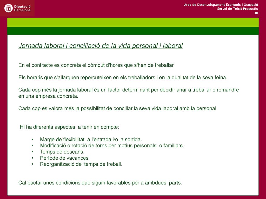 Jornada laboral i conciliació de la vida personal i laboral