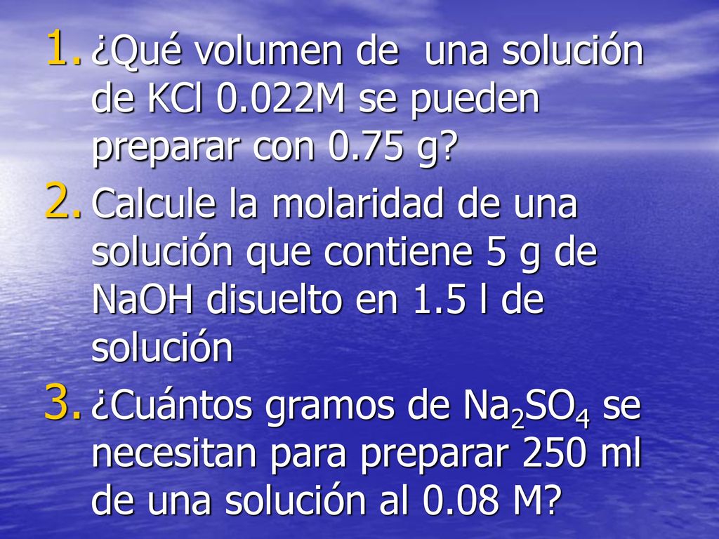 ¿Qué volumen de una solución de KCl M se pueden preparar con 0