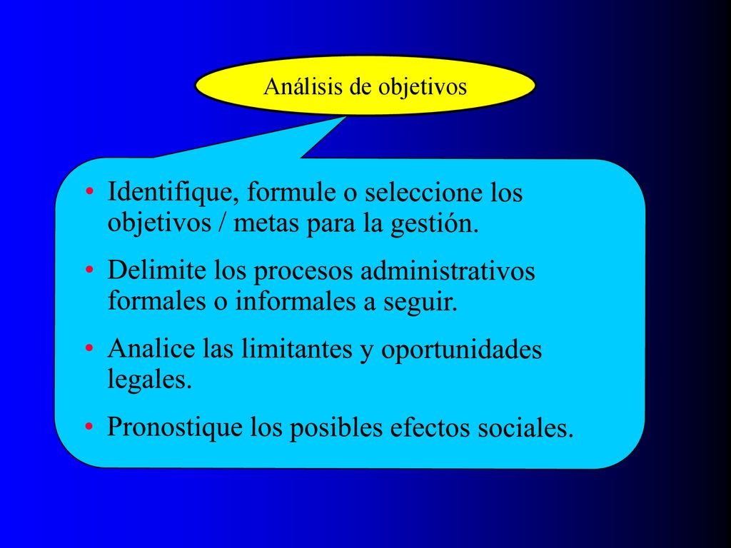 Delimite los procesos administrativos formales o informales a seguir.