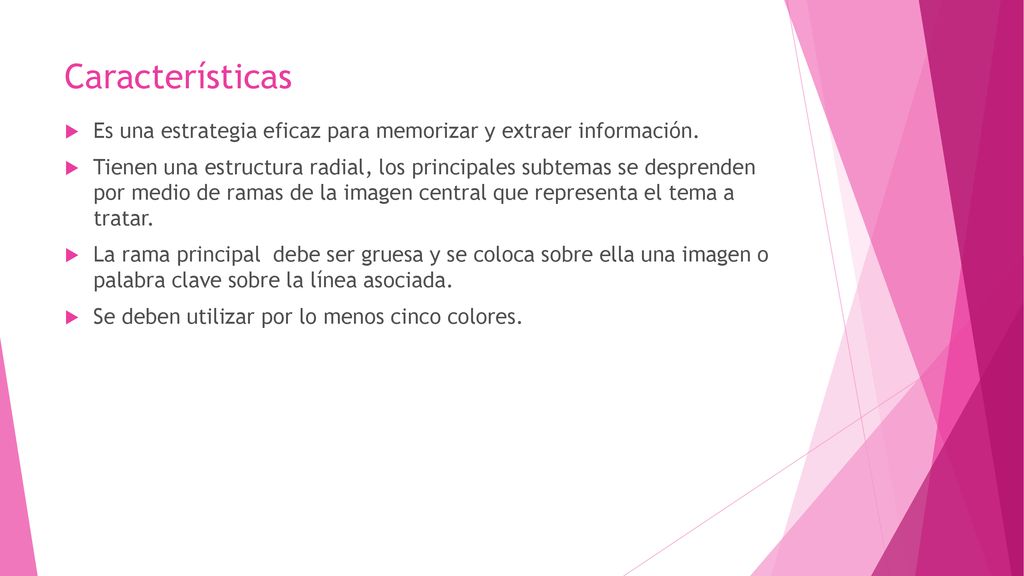Características Es una estrategia eficaz para memorizar y extraer información.