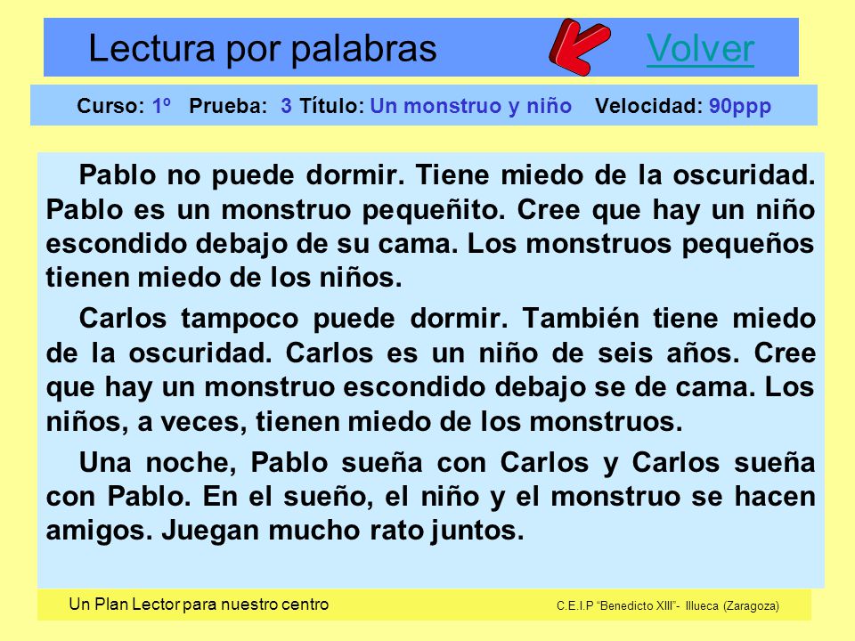 Curso: 1º Prueba: 3 Título: Un monstruo y niño Velocidad: 90ppp