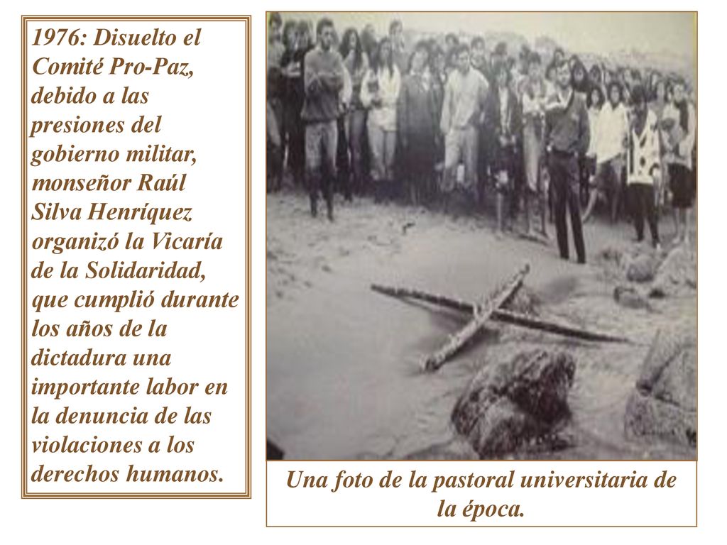 Una foto de la pastoral universitaria de la época.
