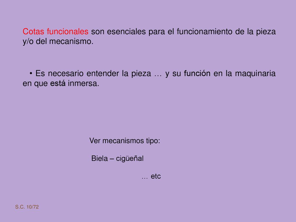 Cotas funcionales son esenciales para el funcionamiento de la pieza y/o del mecanismo.