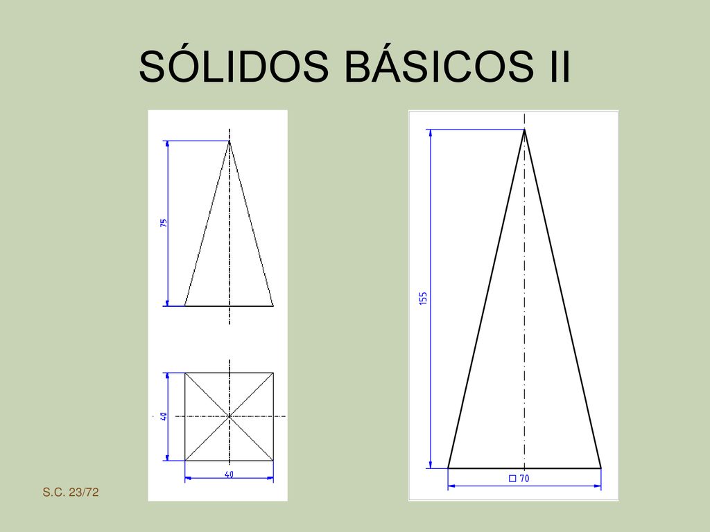 SÓLIDOS BÁSICOS II VER POSIBILIDAD DE ACOTAR SUPRIMIENDO PLANTA Y AÑADIENDO SÍMBOLO CUADRADO.