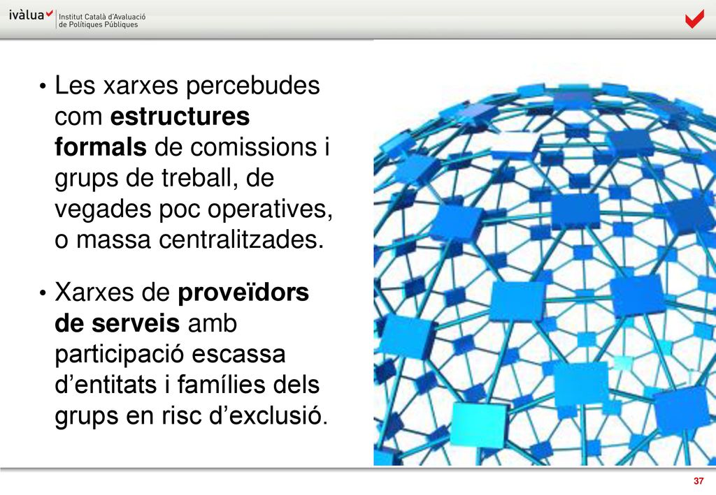 Les xarxes percebudes com estructures formals de comissions i grups de treball, de vegades poc operatives, o massa centralitzades.