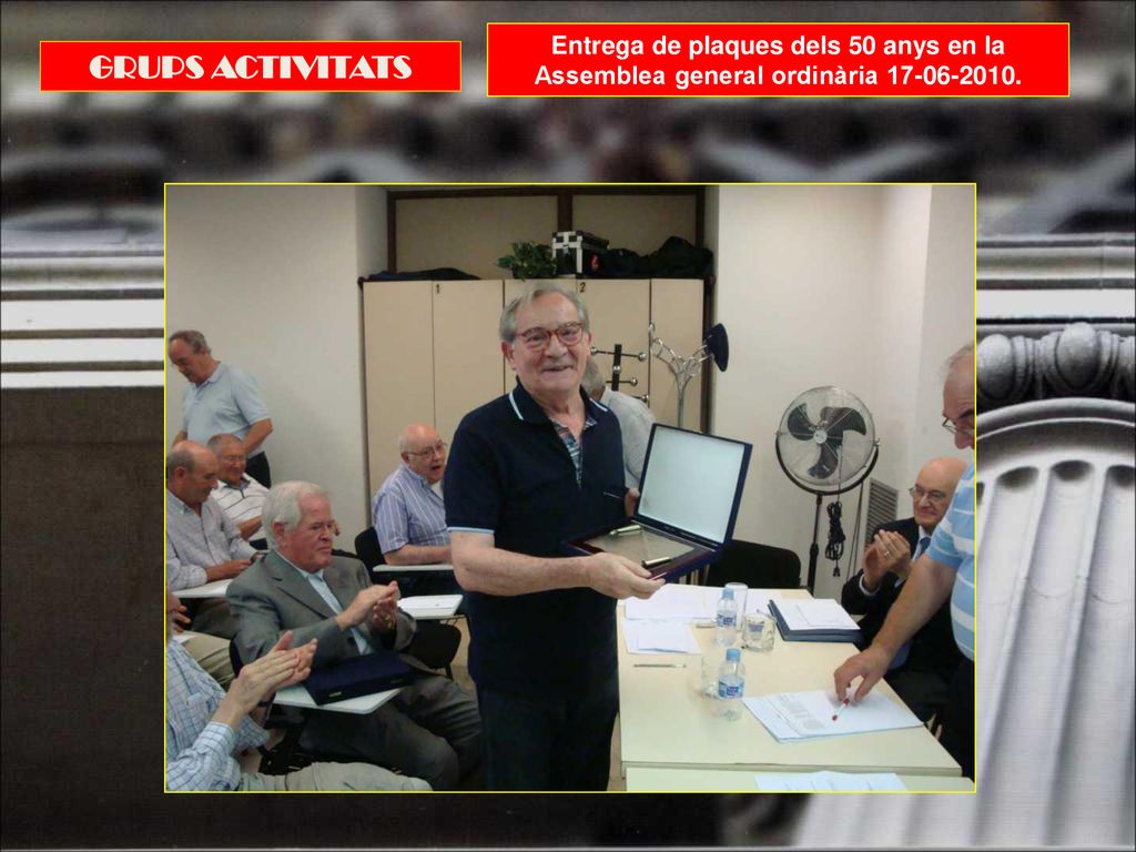 Entrega de plaques dels 50 anys en la Assemblea general ordinària