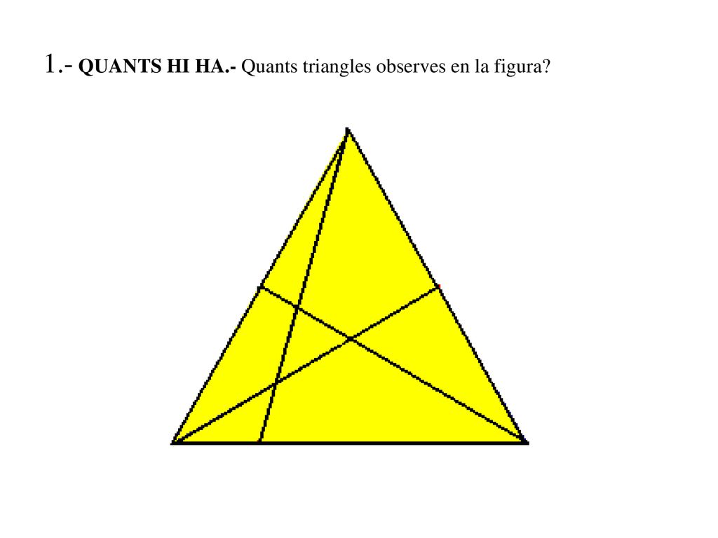 1.- QUANTS HI HA.- Quants triangles observes en la figura