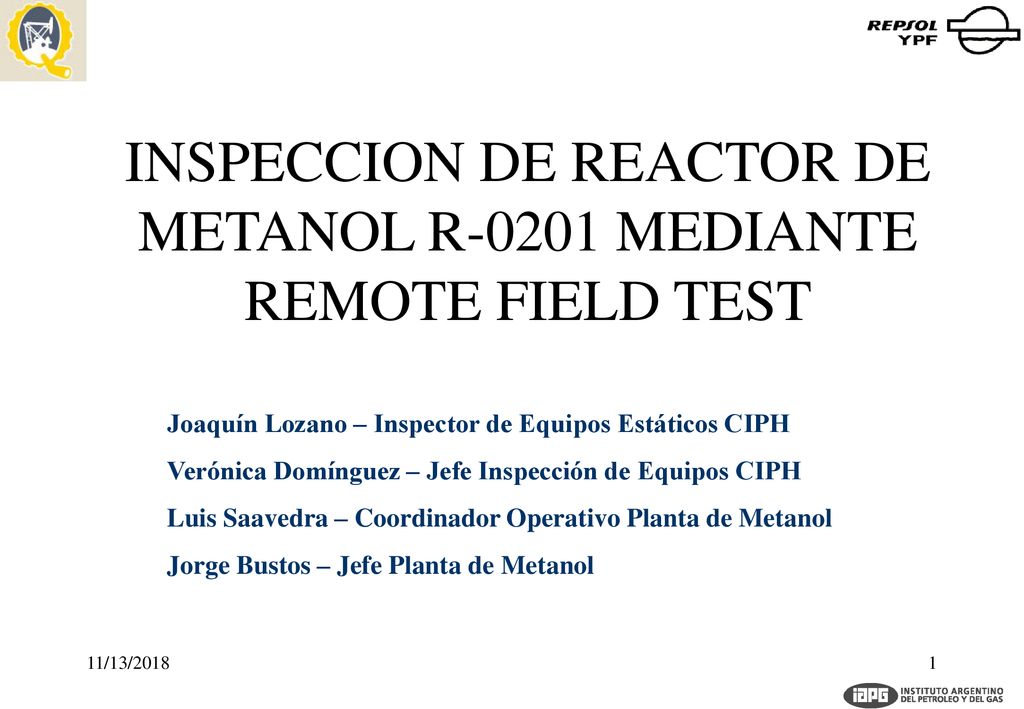 INSPECCION DE REACTOR DE METANOL R-0201 MEDIANTE REMOTE FIELD TEST