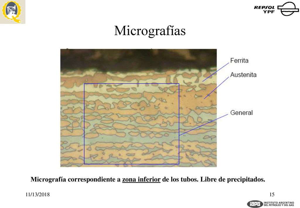 Micrografías Micrografía correspondiente a zona inferior de los tubos.