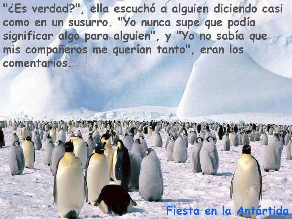 ¿Es verdad , ella escuchó a alguien diciendo casi como en un susurro. Yo nunca supe que podía significar algo para alguien , y Yo no sabía que mis compañeros me querían tanto , eran los comentarios.