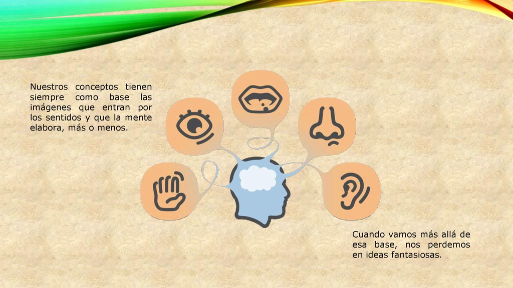 Nuestros conceptos tienen siempre como base las imágenes que entran por los sentidos y que la mente elabora, más o menos.
