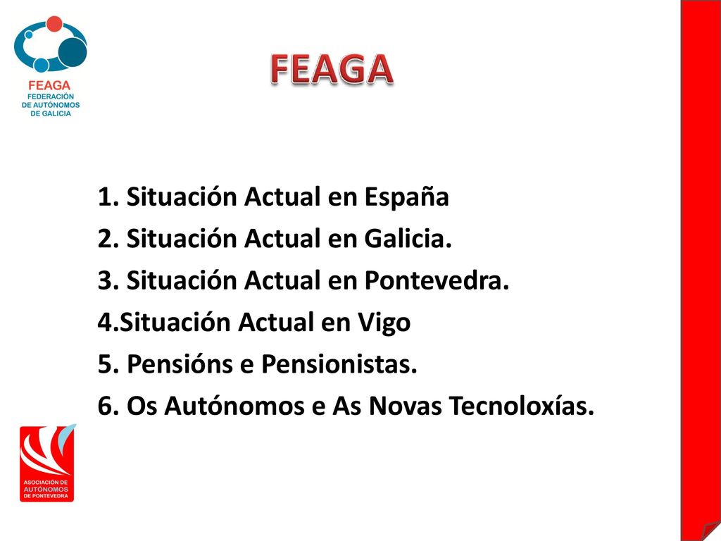 1. Situación Actual en España 2. Situación Actual en Galicia. 3