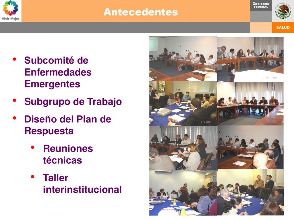 Antecedentes Subcomité de Enfermedades Emergentes. Subgrupo de Trabajo. Diseño del Plan de Respuesta.