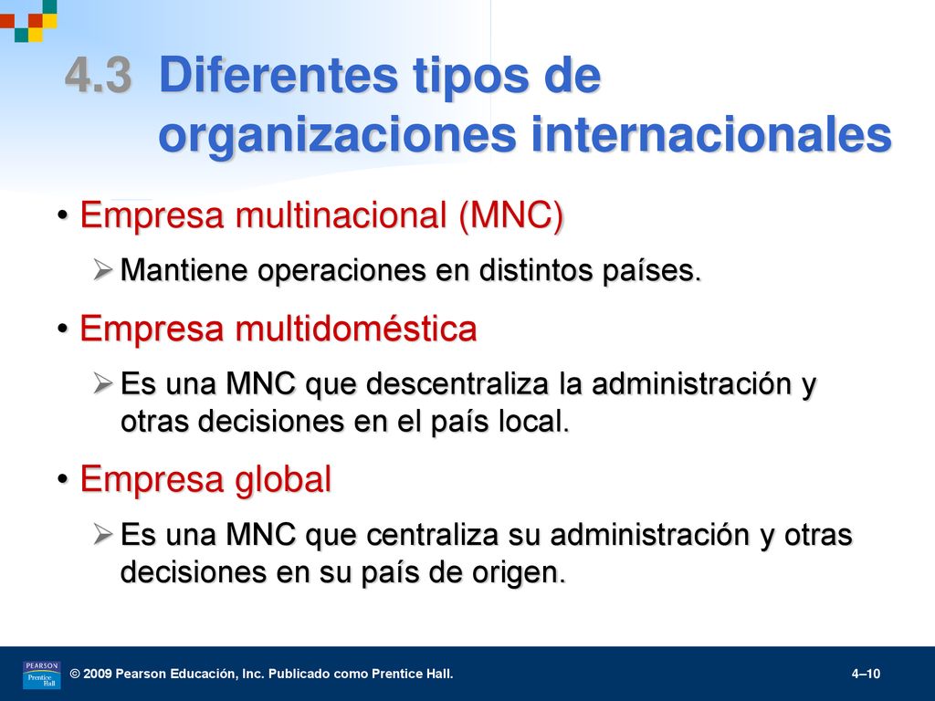 4.3 Diferentes tipos de organizaciones internacionales