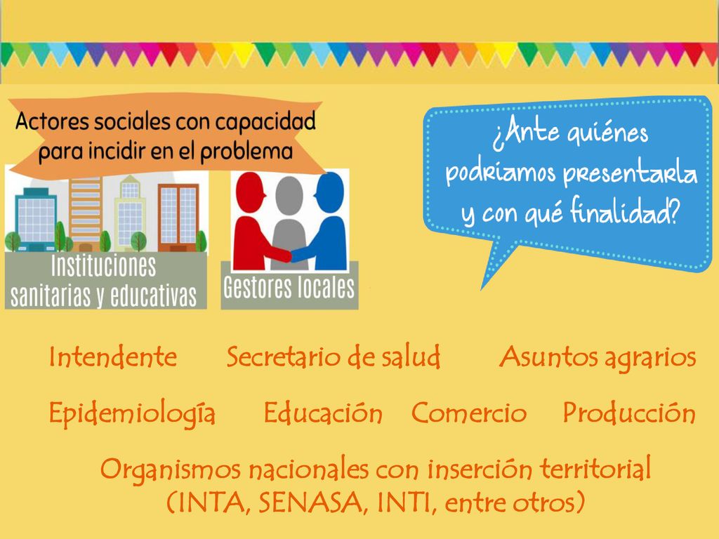 Intendente Secretario de salud. Asuntos agrarios. Epidemiología. Educación. Comercio. Producción.