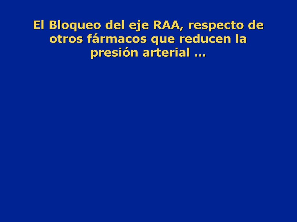 El Bloqueo del eje RAA, respecto de otros fármacos que reducen la presión arterial …