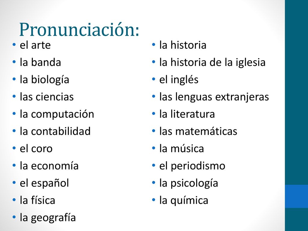 Pronunciación: el arte la historia la banda la historia de la iglesia